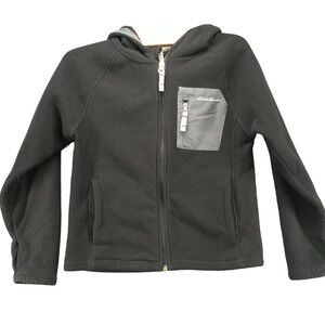 Eddie Bauer Youth Boys Fleece Lined Full Zip Hoodie Black M Pockets Ribbed